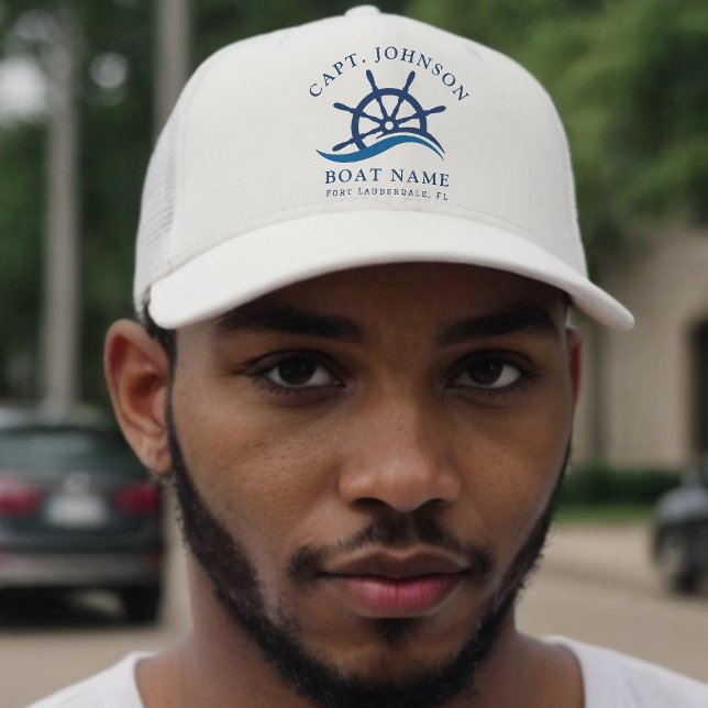 Gorra De Camionero Capitán de la Marina Nautical Blue Wave Barco Helm (Subido por el creador)