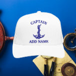 Gorra De Camionero Capitán de Rope de Ancla Náutica Vintage<br><div class="desc">Diseño del Nombre del Capitán del Ancla Náutico Vintage para los amantes del barco.</div>