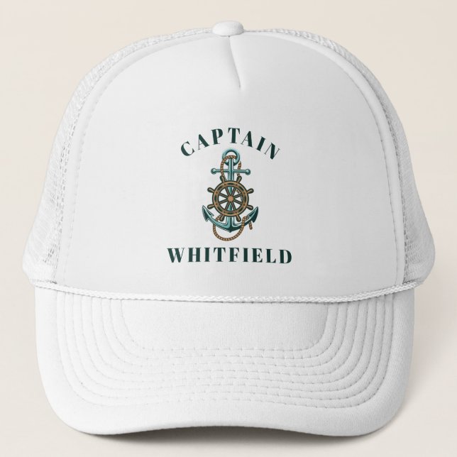 Gorra De Camionero Capitán de rueda náutica personalizada (Anverso)