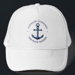 Gorra De Camionero Capitán del barco | Anclaje de nombre personalizad<br><div class="desc">¡Un divertido gorro de gorra de nombre a la primera capitana del barco!</div>