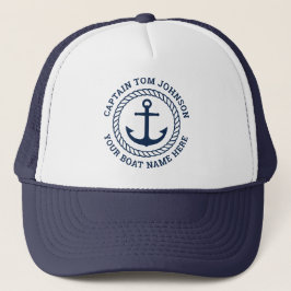 Gorra De Camionero capitán del personalizado y anclaje y soga de nomb