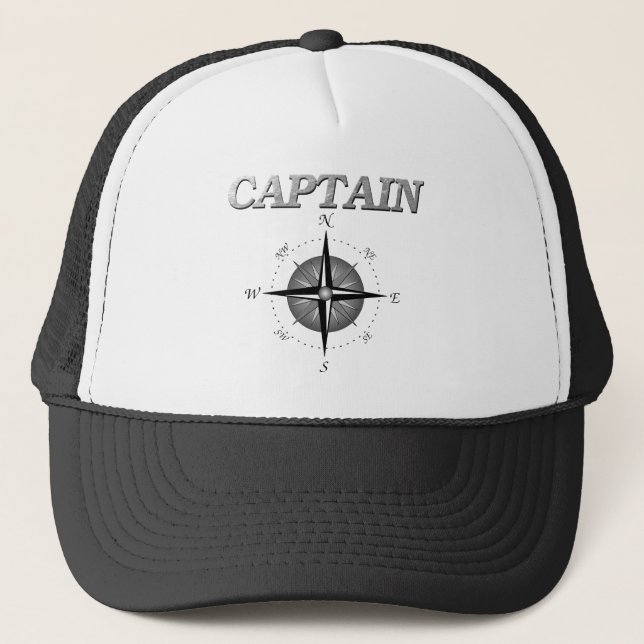 Gorra De Camionero Capitán gris con el rosa de compás (Anverso)
