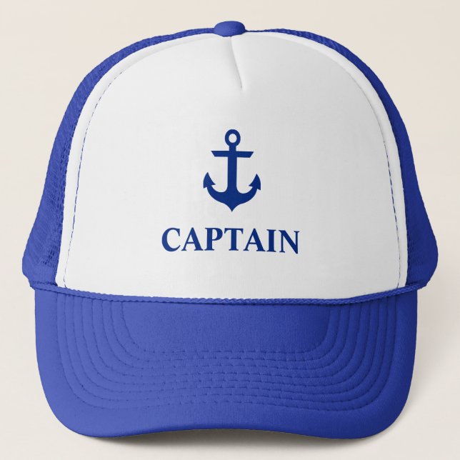 Gorra De Camionero Capitán náutico Anchor Azul (Anverso)