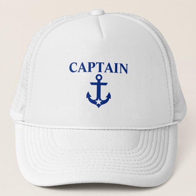 Gorra De Camionero Capitán náutico Anchor Star White (Anverso)