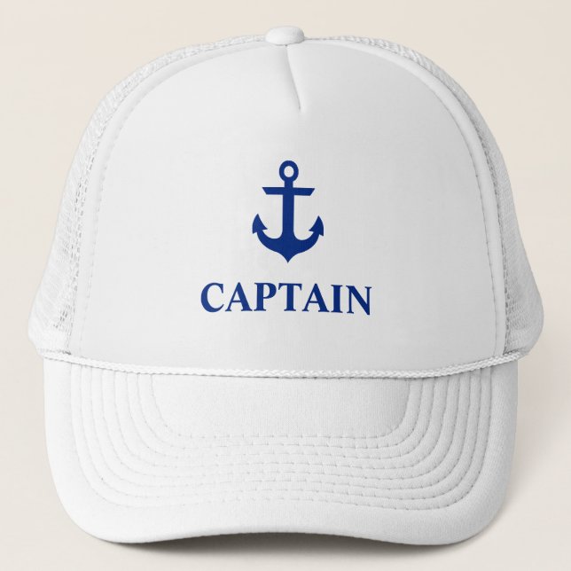 Gorra De Camionero Capitán náutico Anchor White (Anverso)
