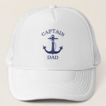 Gorra De Camionero Capitán náutico Dad del ancla<br><div class="desc">" Capitán Dad" lee el texto en este gorra temático náutico que ofrece un ancla de los azules marinos con la cuerda.  Perfeccione para los papás cariñosos del mar en el día de padre,  cumpleaños y otras ocasiones especiales.</div>