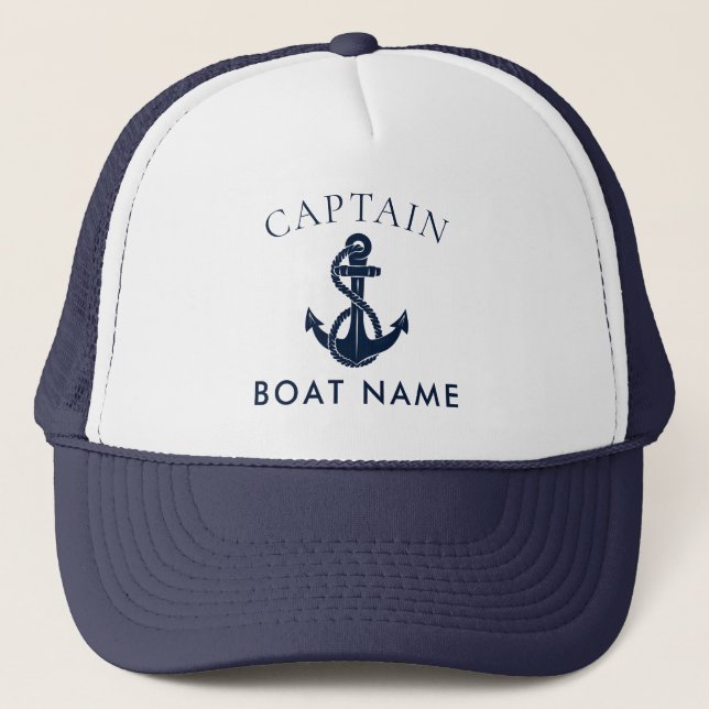 Gorra De Camionero Capitán Náutico personalizado Navío de Ancla (Anverso)