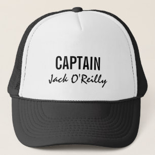 Gorra De Camionero Capitán Negro y Blanco Personalizado