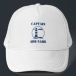 Gorra De Camionero Capitán o nombre de barco faro náutico<br><div class="desc">Faro Náutico con Capitán Personalizado o Gorra de Nombre de Barco.</div>