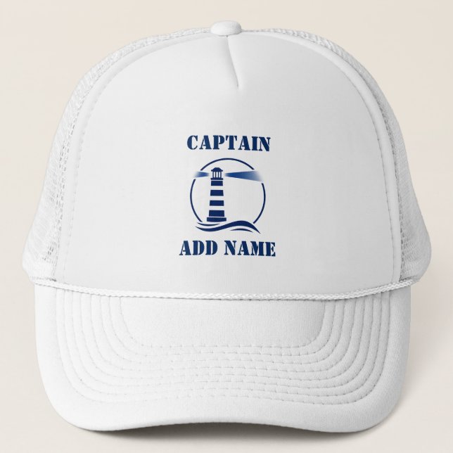 Gorra De Camionero Capitán o nombre de barco faro náutico (Anverso)