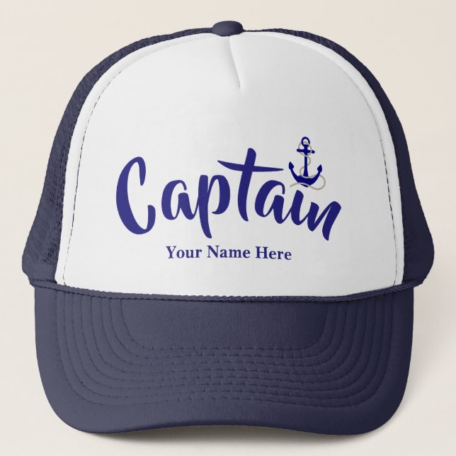 Gorra De Camionero Capitanes náuticos del ancla del nombre de encargo (Anverso)