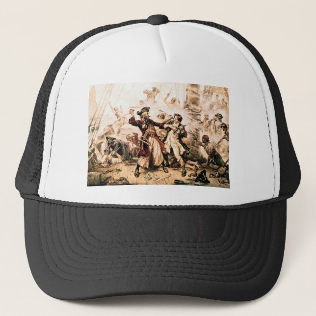 Gorra De Camionero Captura, barba negra pirata, venganza de la reina  (Anverso)