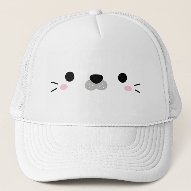 Gorra De Camionero Cara de cierre blanco (Anverso)