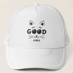 Gorra De Camionero Cara de Gato Buenas Vibraciones Modernas - Tipogra