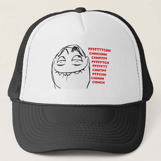 Gorra De Camionero Cara de risa Meme cómico de la rabia de PFFTCH (Anverso)