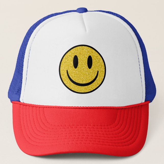 Gorra De Camionero Cara de sonrisa purpurina (Anverso)