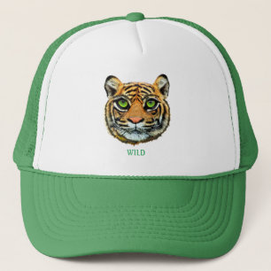 Gorra De Camionero Cara de Tigre Joven Salvaje y Caligrafía