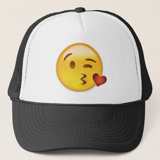 Gorra De Camionero Cara que lanza una emoji del beso (Anverso)