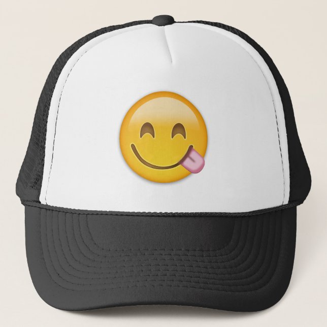 Gorra De Camionero Cara Savouring emoji deliciosa de la comida (Anverso)