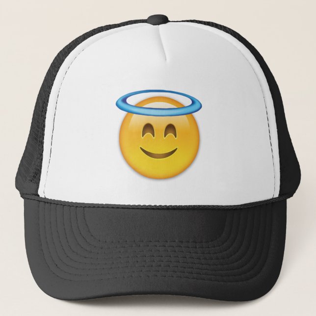 Gorra De Camionero Cara sonriente con emoji del halo (Anverso)