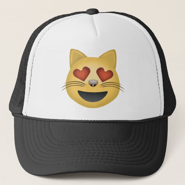 Gorra De Camionero Cara sonriente del gato con emoji en forma de (Anverso)