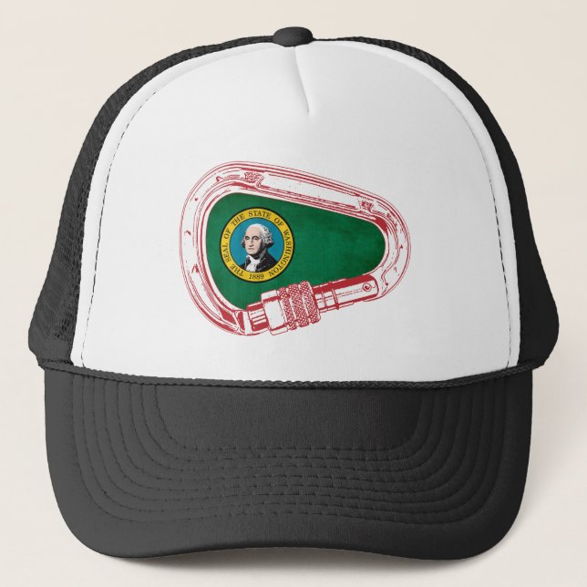 Gorra De Camionero Carabiner de ascenso con bandera de Washington (Anverso)