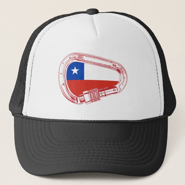 Gorra De Camionero Carabiner de escalada con bandera de Chile (Anverso)