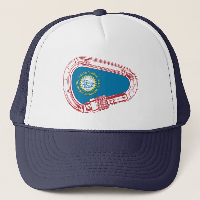 Gorra De Camionero Carabiner de escalada con bandera de Dakota del Su (Anverso)