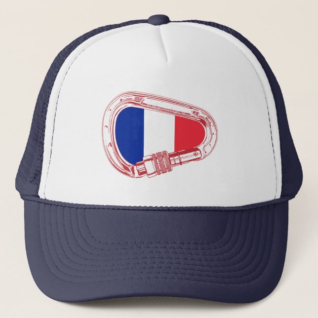 Gorra De Camionero Carabiner de escalada con bandera de Francia (Anverso)