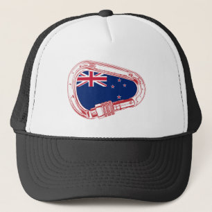 Gorra De Camionero Carabiner de escalada con bandera de Nueva Zelanda