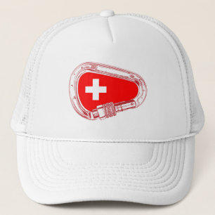 Gorra De Camionero Carabiner de escalada con bandera de Suiza