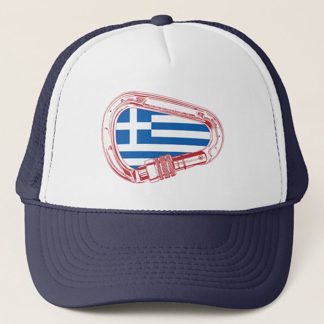 Gorra De Camionero Carabiner de escalada de bandera de Grecia (Anverso)