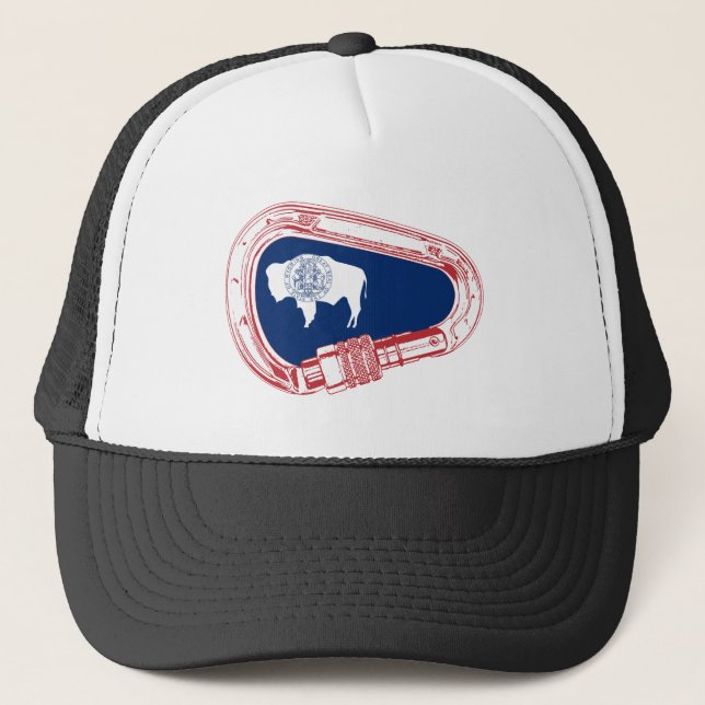 Gorra De Camionero Carabiner de escalada de bandera Wyoming (Anverso)