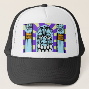 Gorra De Camionero carácter divertido azul de la pintada del arte de