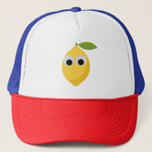 Gorra De Camionero Carácter limón, fruta dulce con ojos googleos