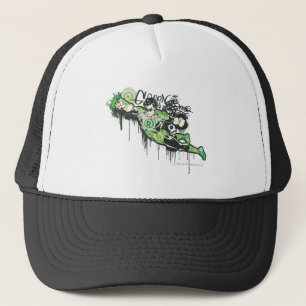 Gorra De Camionero Carácter verde de la pintada de la linterna
