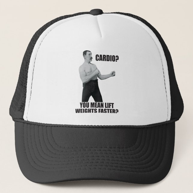 Gorra De Camionero Cardio - Lift Weights Más Rápido - Overvarly Man (Anverso)