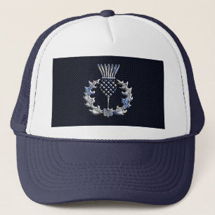 Gorra De Camionero Cardo del escocés de la plata de la impresión de