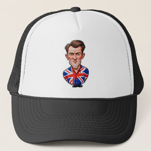 Gorra De Camionero Caricatura británica con bandera de la bandera bri (Anverso)