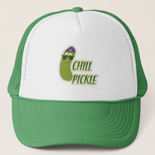 Gorra De Camionero Caricatura de Chill Pickle Veggie (Anverso)
