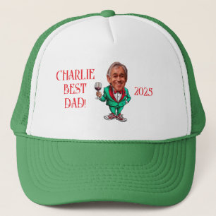 Gorra De Camionero Caricatura de papá personalizado en rojo y verde