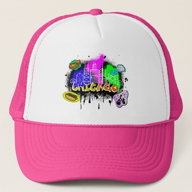 Gorra De Camionero Caricatura icónica de Chicago (Anverso)