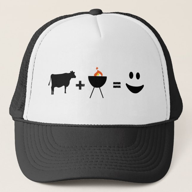 Gorra De Camionero Carne de vaca del Bbq feliz (Anverso)