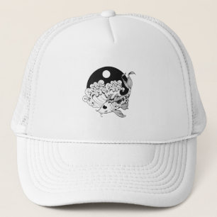 Gorra De Camionero Carpa japonesa koi con fondo de Yin y Yang