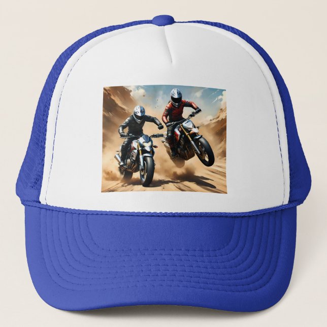 Gorra De Camionero Carreras De Motocicletas Sucias En El Desierto, (Anverso)