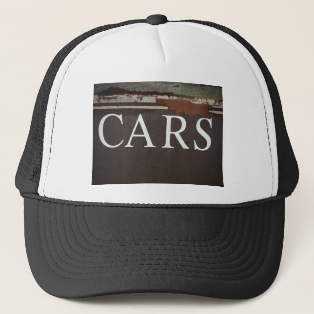 Gorra De Camionero CARS Camión de remolque Rótulo de coches de época (Anverso)