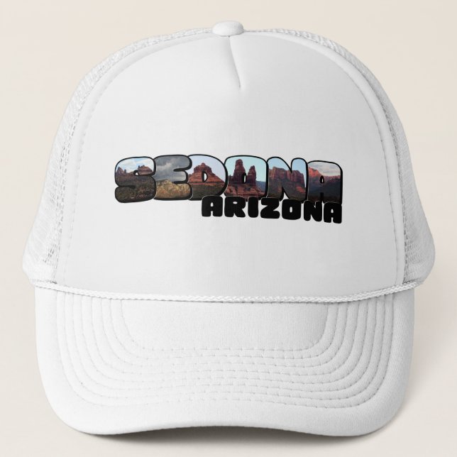 Gorra De Camionero Carta grande de Sedona Arizona - vista de montaña (Anverso)