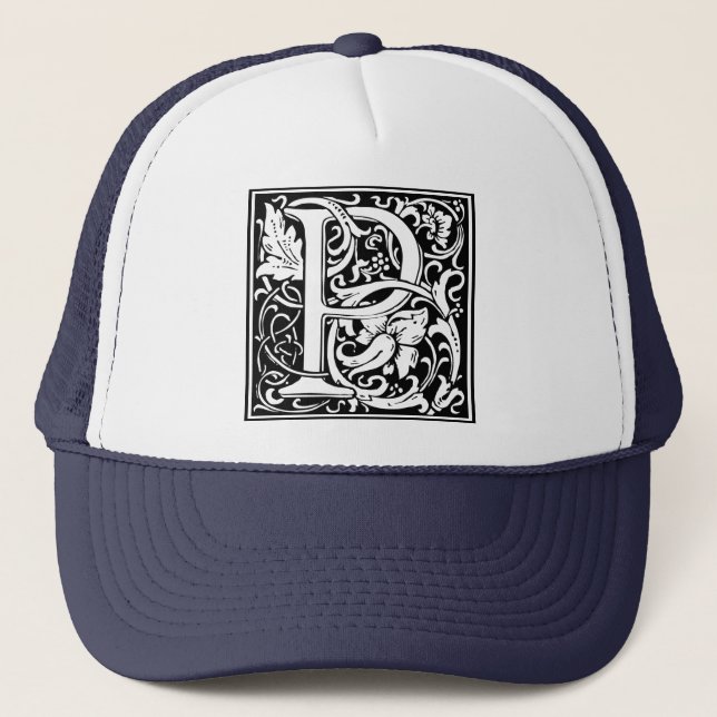 Gorra De Camionero Carta P Monograma medieval Art Nouveau (Anverso)