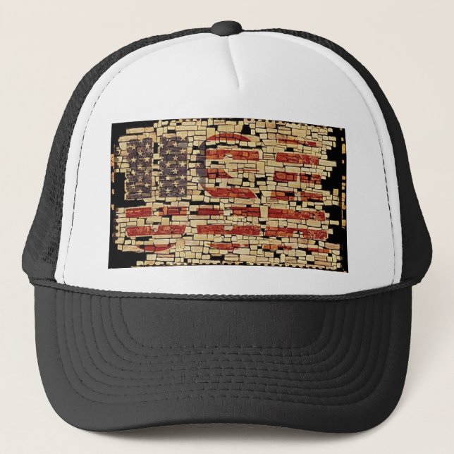 Gorra De Camionero Cartas de Estados Unidos y bandera estadounidense  (Anverso)