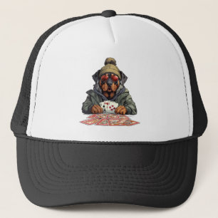 Gorra De Camionero Cartas de juego de perros Rottweiler
